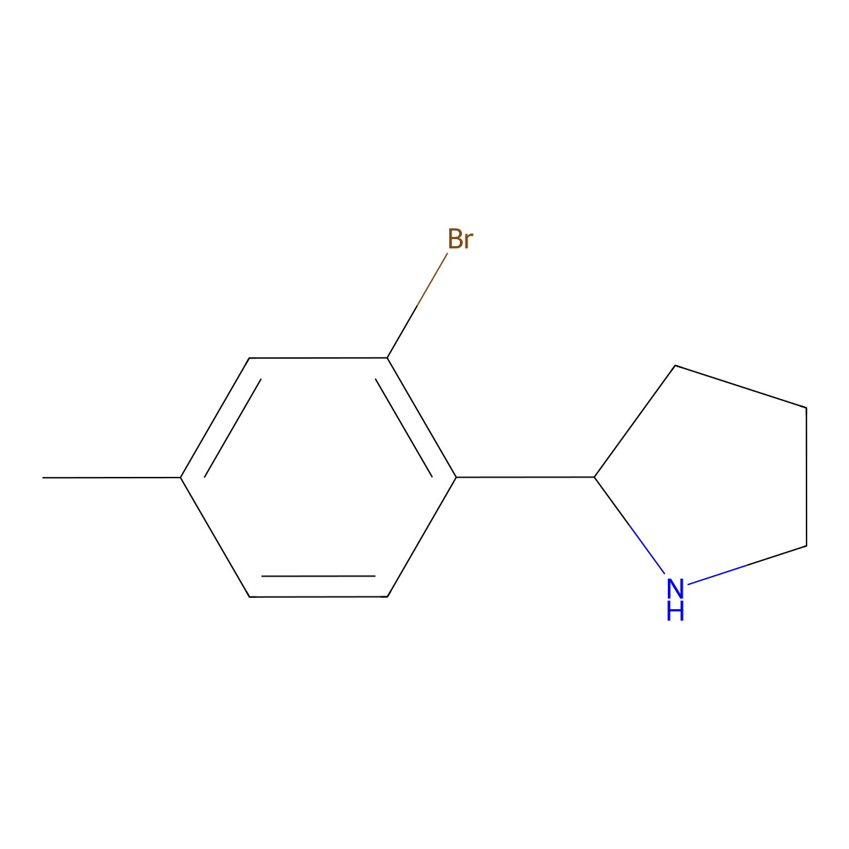 (R)-2-(2-Bromo-4-methylphenyl)pyrrolidine molecular structure, CAS 1213308-93-0