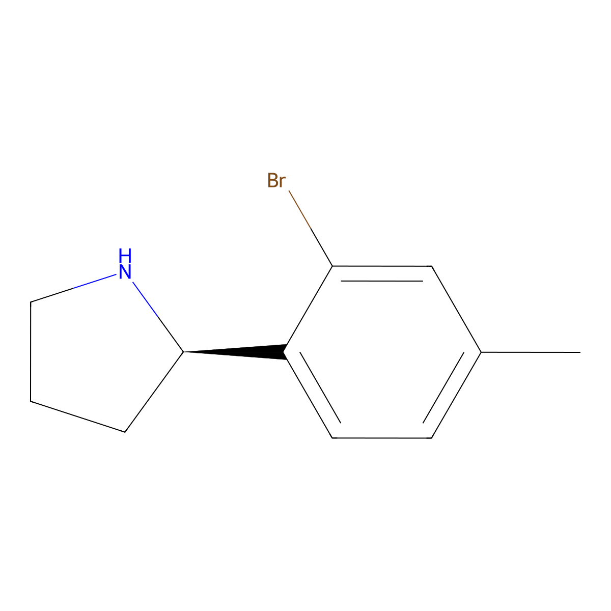 (R)-2-(2-Bromo-4-methylphenyl)pyrrolidine molecular structure, CAS 1213308-93-0