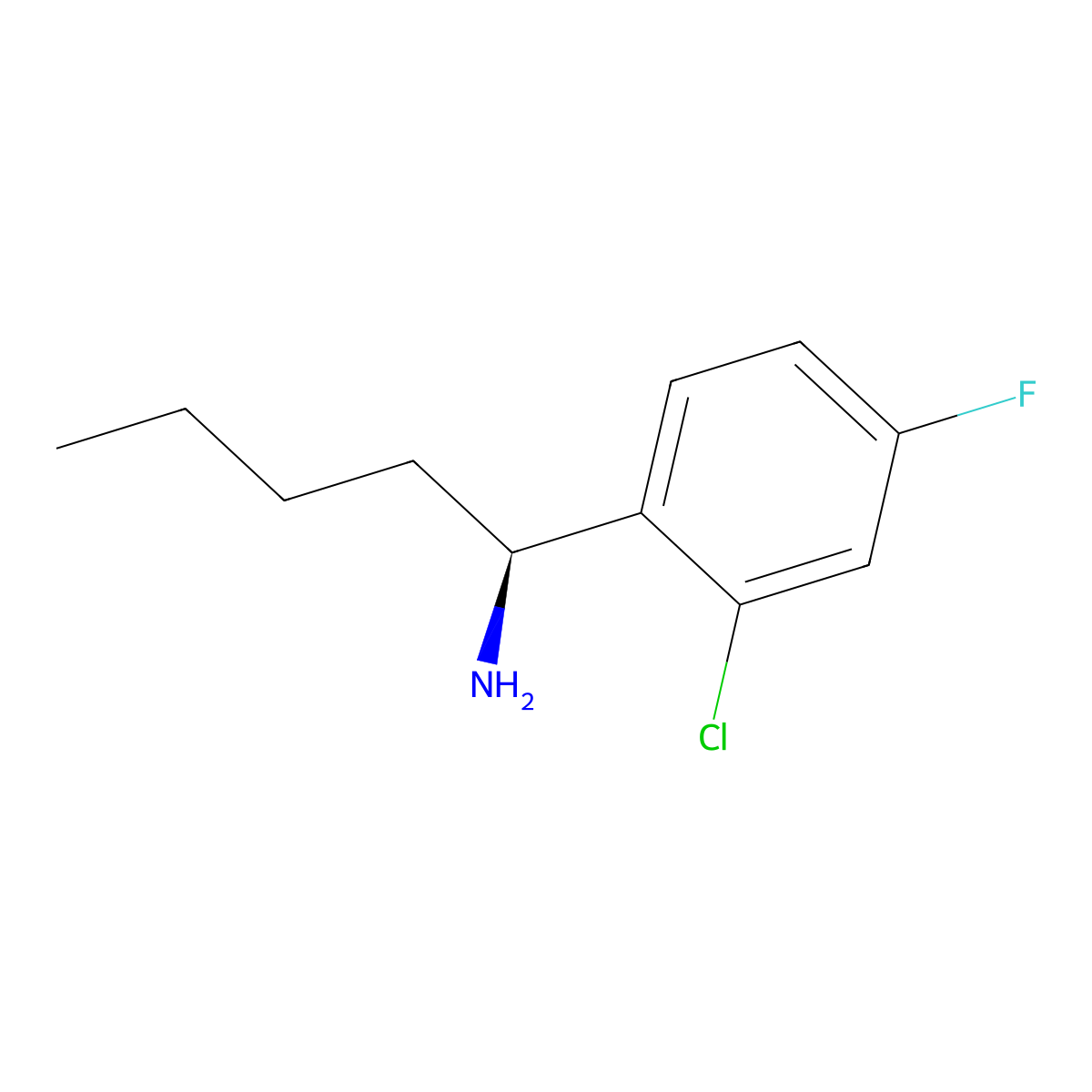 (S)-1-(2-Chloro-4-fluorophenyl)pentan-1-amine molecular structure, CAS 1213313-25-7