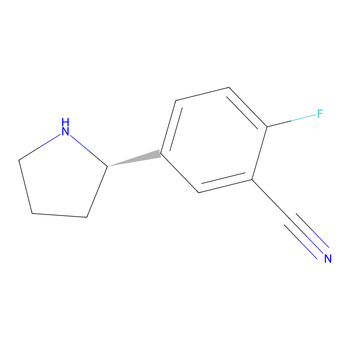 (S)-2-Fluoro-5-(pyrrolidin-2-yl)benzonitrile molecular structure, CAS 1213315-21-9