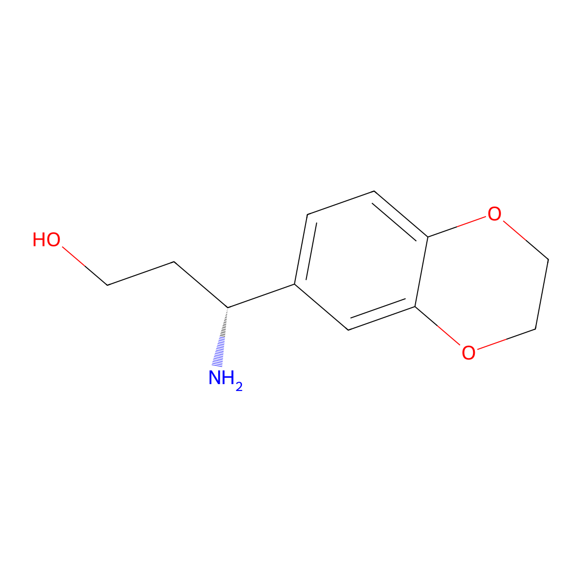 (3R)-3-amino-3-(2,3-dihydro-1,4-benzodioxin-6-yl)propan-1-ol molecular structure, CAS 1213315-39-9