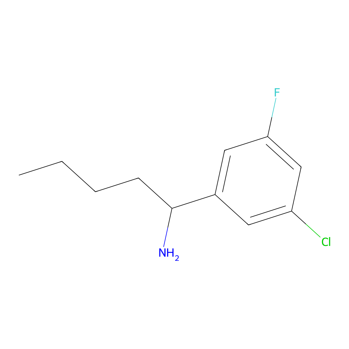 (R)-1-(3-Chloro-5-fluorophenyl)pentan-1-amine molecular structure, CAS 1213317-81-7