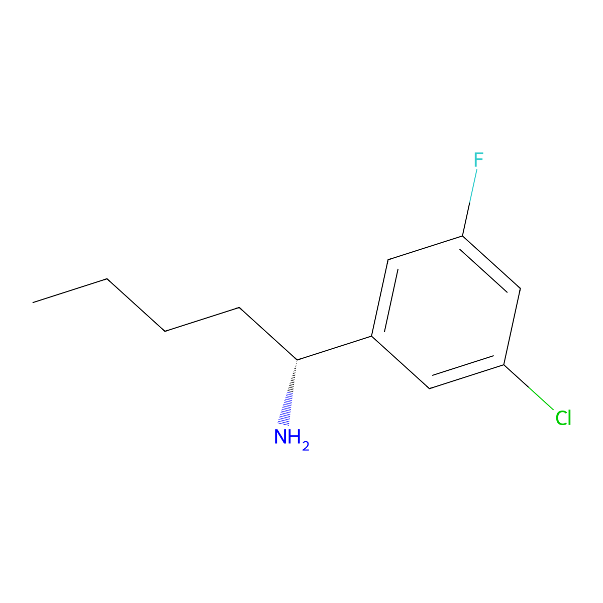 (R)-1-(3-Chloro-5-fluorophenyl)pentan-1-amine molecular structure, CAS 1213317-81-7
