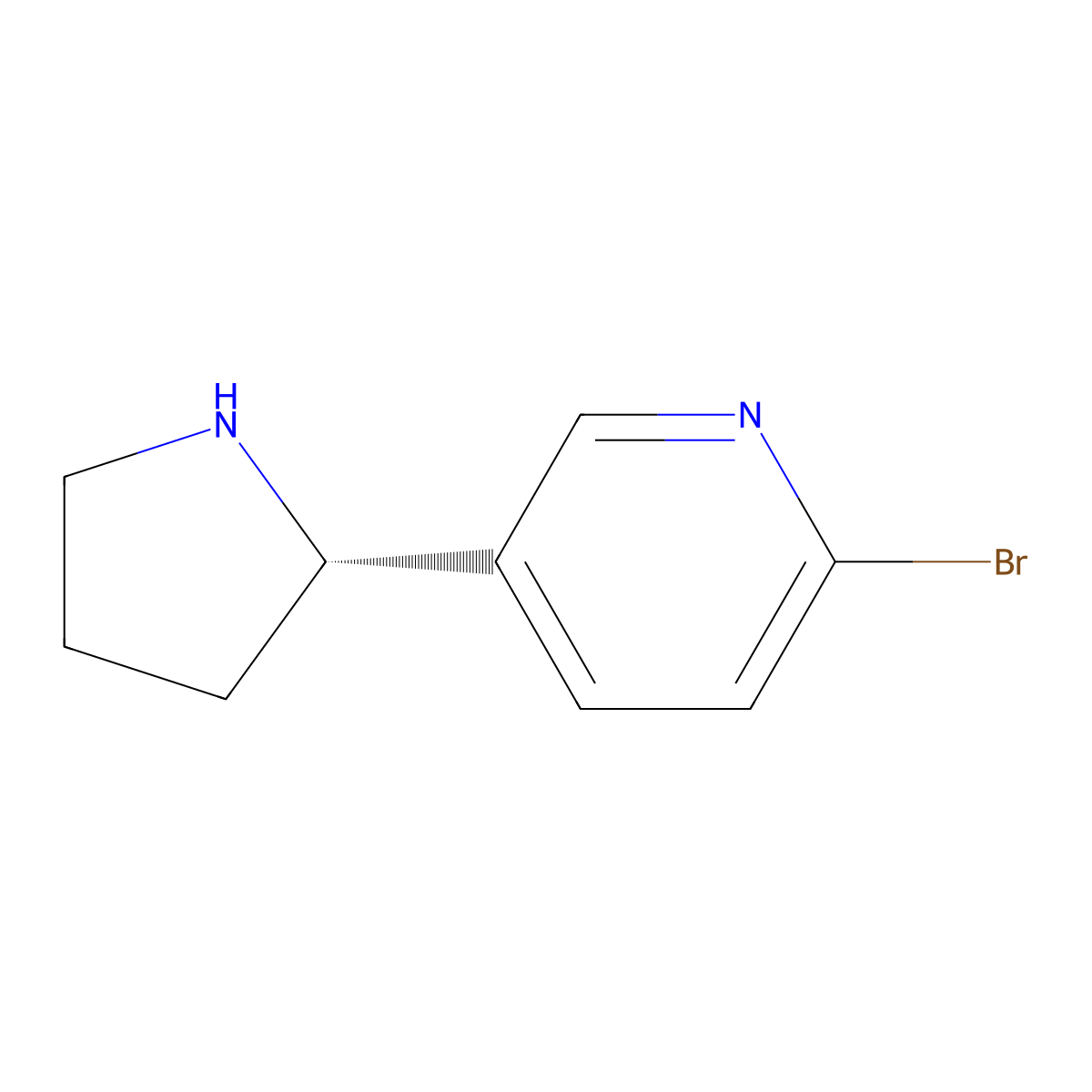 (S)-2-Bromo-5-(pyrrolidin-2-yl)pyridine molecular structure, CAS 1213319-44-8