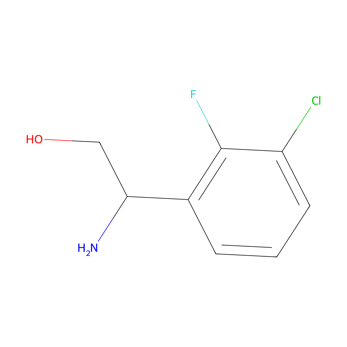 (2R)-2-Amino-2-(3-chloro-2-fluorophenyl)ethan-1-ol molecular structure, CAS 1213319-67-5