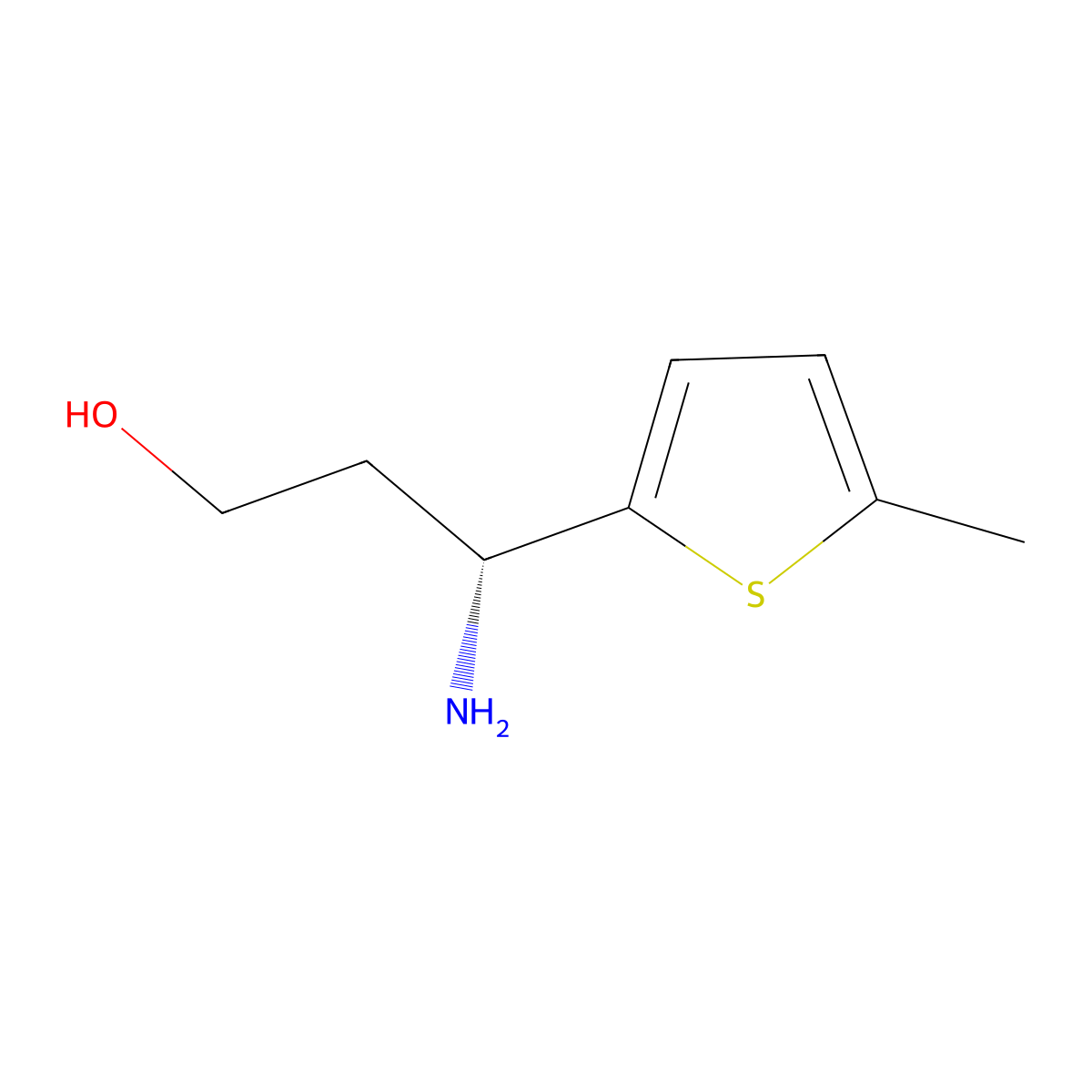 (3R)-3-amino-3-(5-methylthiophen-2-yl)propan-1-ol molecular structure, CAS 1213320-31-0