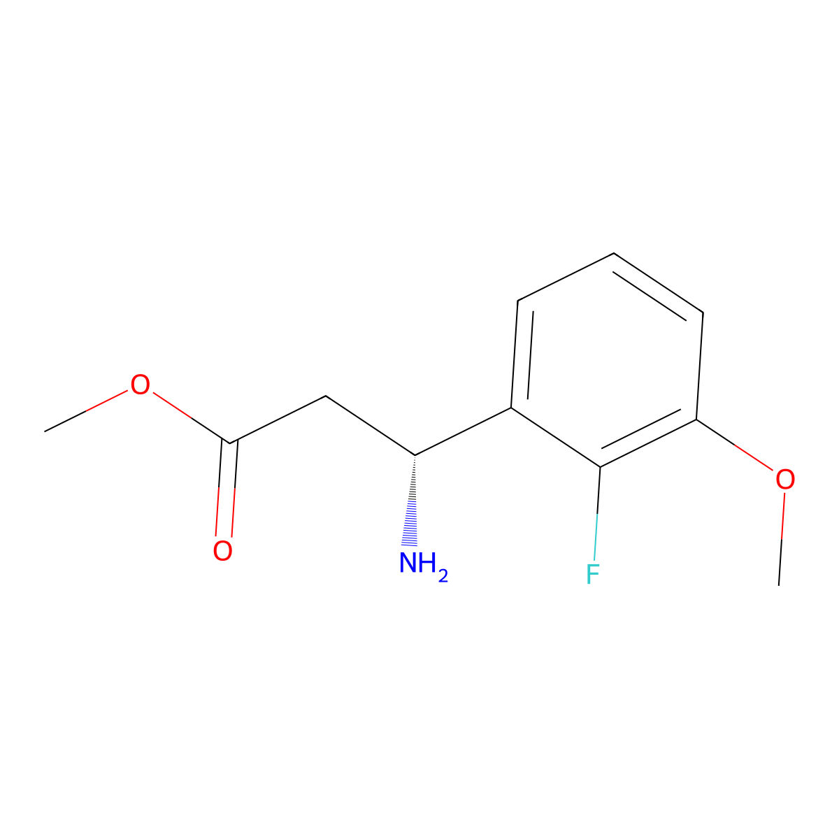 Methyl (R)-3-amino-3-(2-fluoro-3-methoxyphenyl)propanoate molecular structure, CAS 1213322-08-7