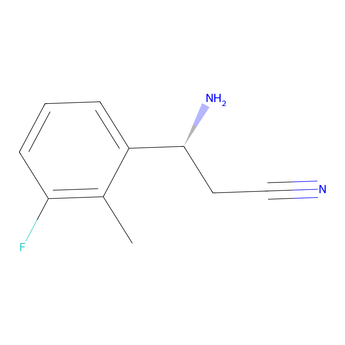 (3R)-3-amino-3-(3-fluoro-2-methylphenyl)propanenitrile molecular structure, CAS 1213323-52-4