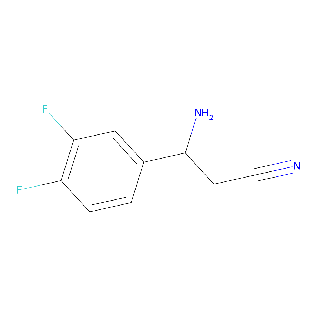 (3S)-3-Amino-3-(3,4-difluorophenyl)propanenitrile molecular structure, CAS 1213323-89-7