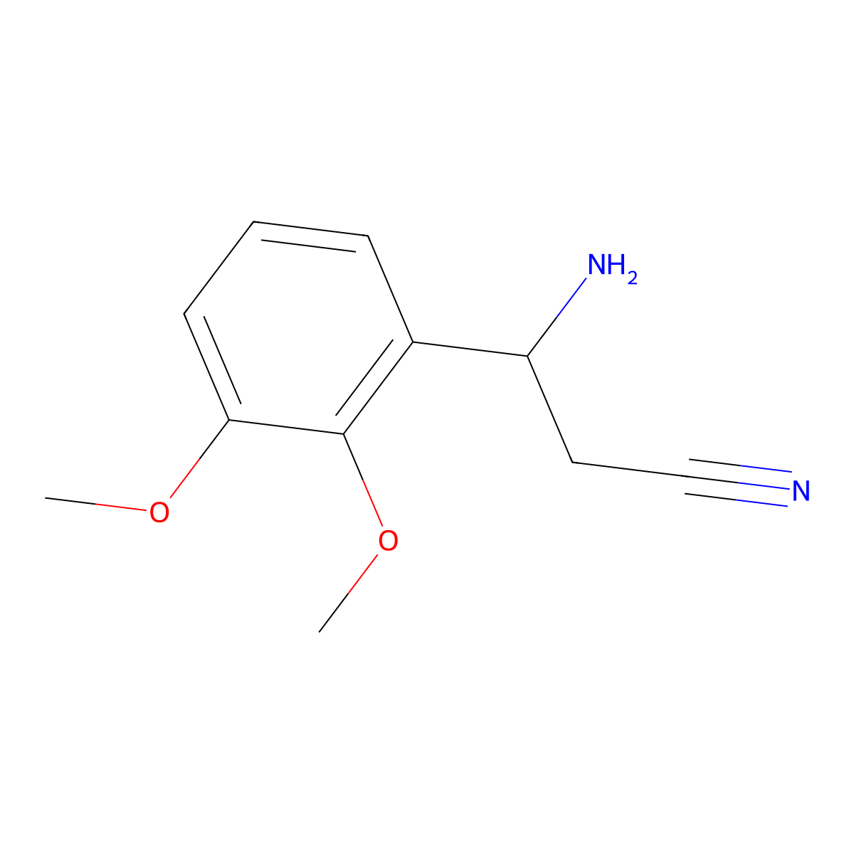 (3S)-3-Amino-3-(2,3-dimethoxyphenyl)propanenitrile molecular structure, CAS 1213325-49-5