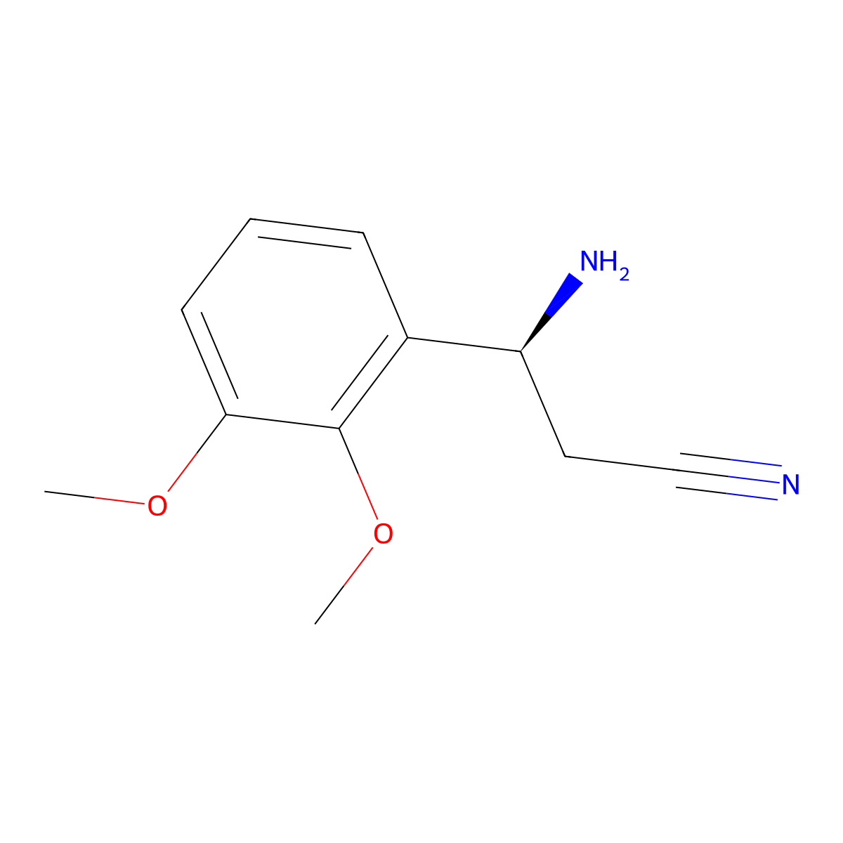 (3S)-3-Amino-3-(2,3-dimethoxyphenyl)propanenitrile molecular structure, CAS 1213325-49-5