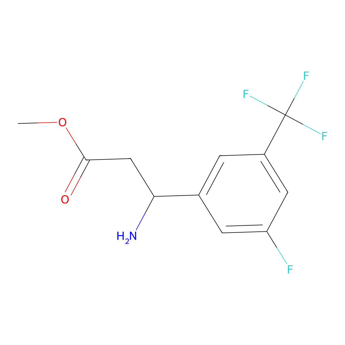 methyl (3S)-3-amino-3-[3-fluoro-5-(trifluoromethyl)phenyl]propanoate molecular structure, CAS 1213329-32-8