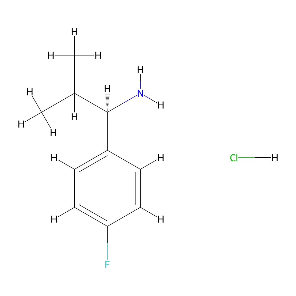 (R)-1-(4-Fluorophenyl)-2-methylpropan-1-amine hydrochloride molecular structure, CAS 1213329-40-8