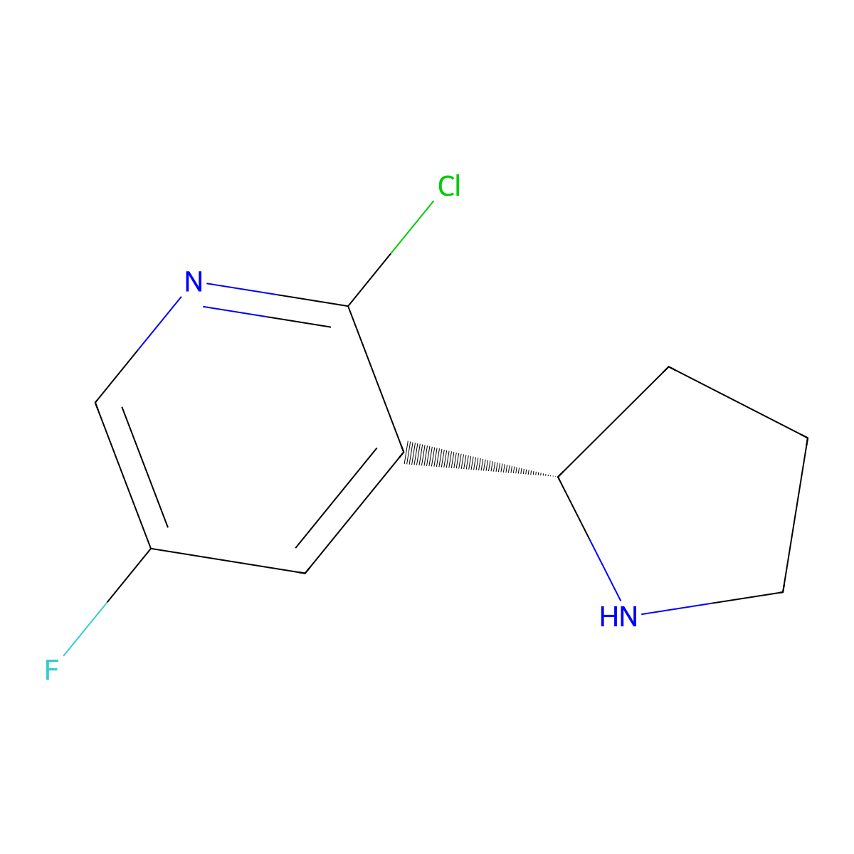 3-((2S)Pyrrolidin-2-YL)-2-chloro-5-fluoropyridine molecular structure, CAS 1213336-71-0