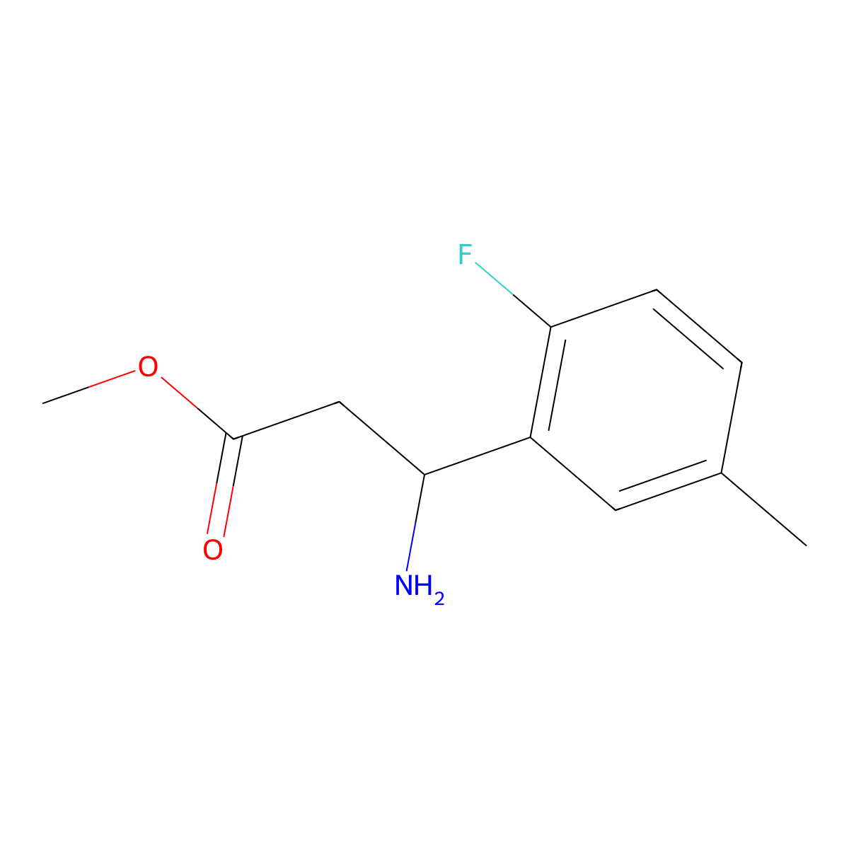 Methyl (R)-3-amino-3-(2-fluoro-5-methylphenyl)propanoate molecular structure, CAS 1213337-60-0