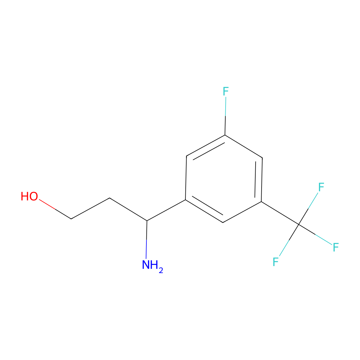 (3R)-3-amino-3-[3-fluoro-5-(trifluoromethyl)phenyl]propan-1-ol molecular structure, CAS 1213338-83-0