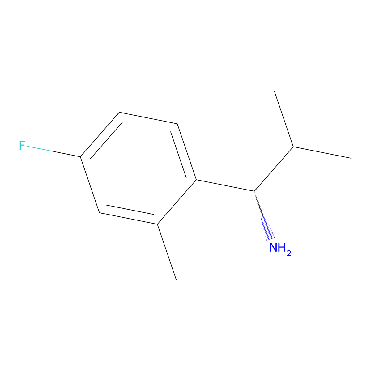 (S)-1-(4-Fluoro-2-methylphenyl)-2-methylpropan-1-amine molecular structure, CAS 1213339-88-8