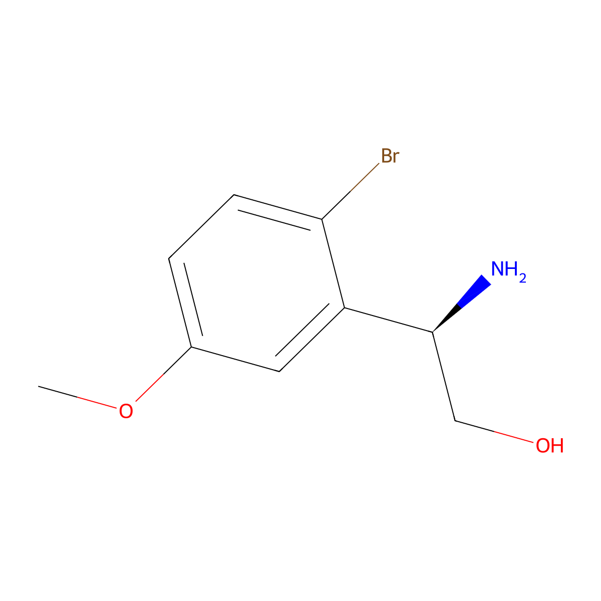 (2R)-2-amino-2-(2-bromo-5-methoxyphenyl)ethan-1-ol molecular structure, CAS 1213339-89-9
