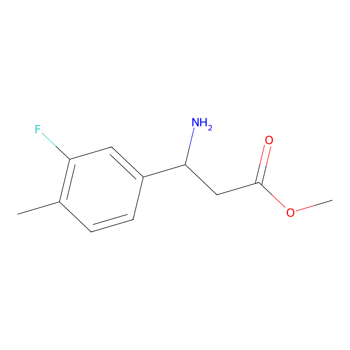 Methyl (s)-3-amino-3-(3-fluoro-4-methylphenyl)propanoate molecular structure, CAS 1213340-35-2