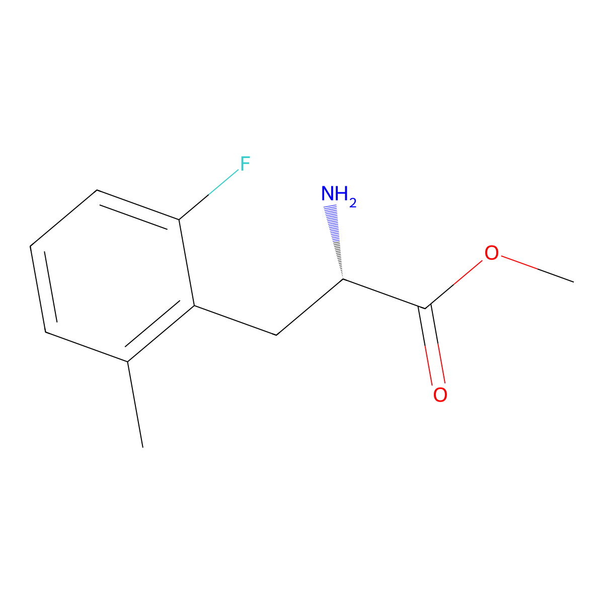Methyl (S)-2-amino-3-(2-fluoro-6-methylphenyl)propanoate molecular structure, CAS 1213342-56-3