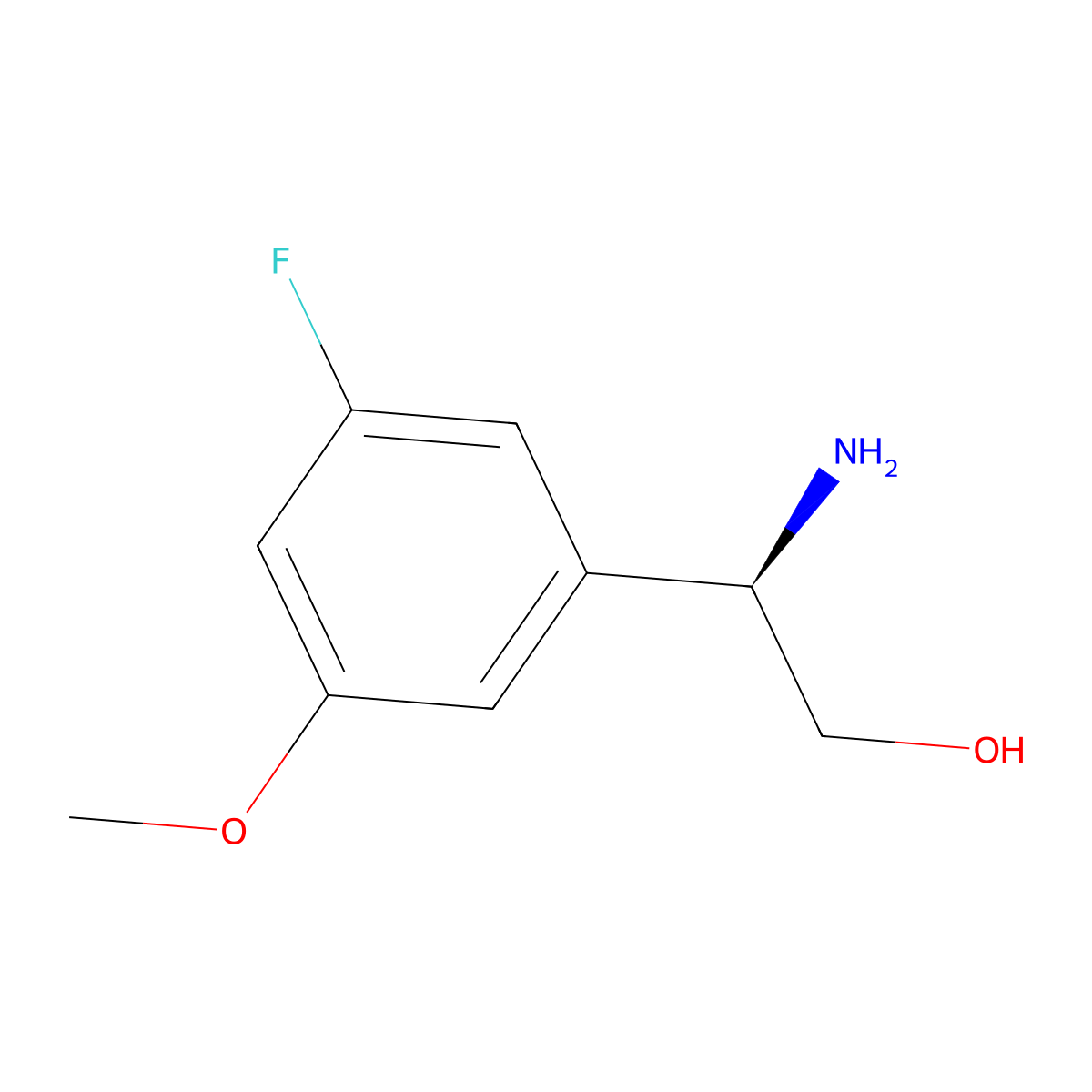 (R)-2-Amino-2-(3-fluoro-5-methoxyphenyl)ethan-1-OL molecular structure, CAS 1213343-02-2