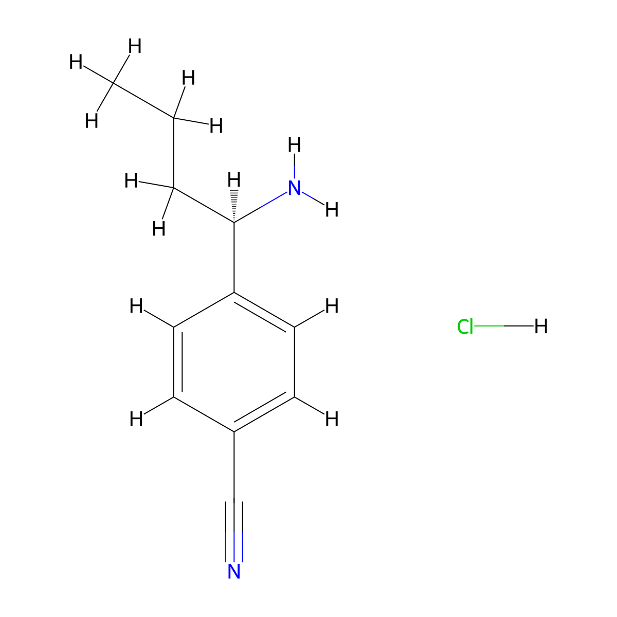 (R)-4-(1-Aminobutyl)benzonitrile hydrochloride molecular structure, CAS 1213343-20-4