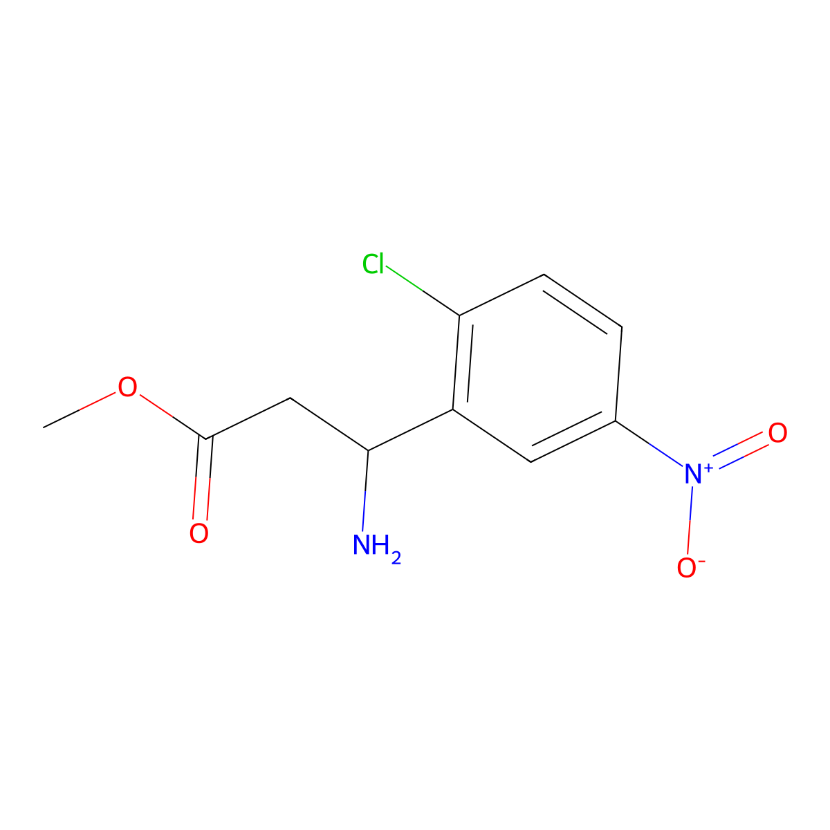 methyl (3S)-3-amino-3-(2-chloro-5-nitrophenyl)propanoate molecular structure, CAS 1213344-05-8