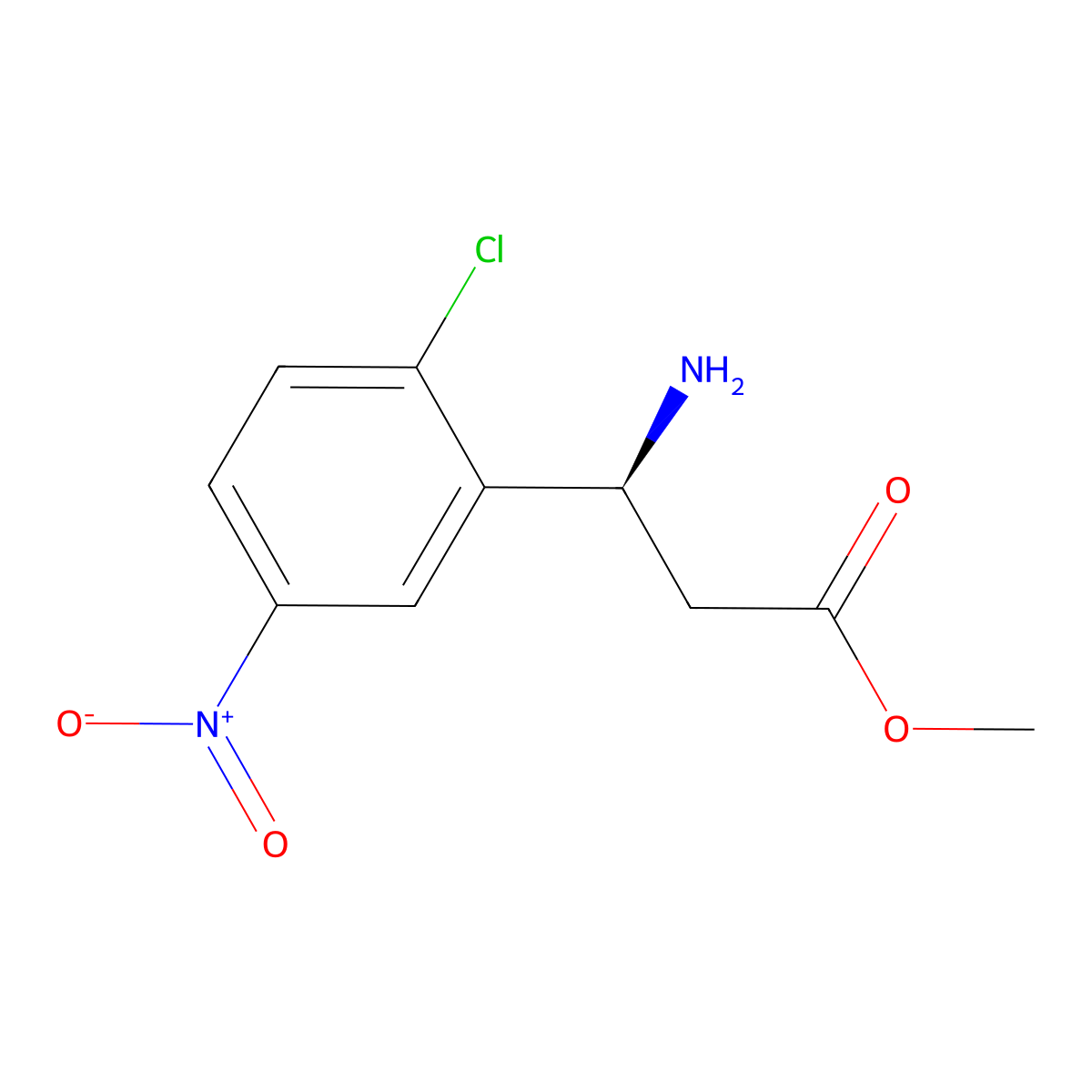 methyl (3S)-3-amino-3-(2-chloro-5-nitrophenyl)propanoate molecular structure, CAS 1213344-05-8