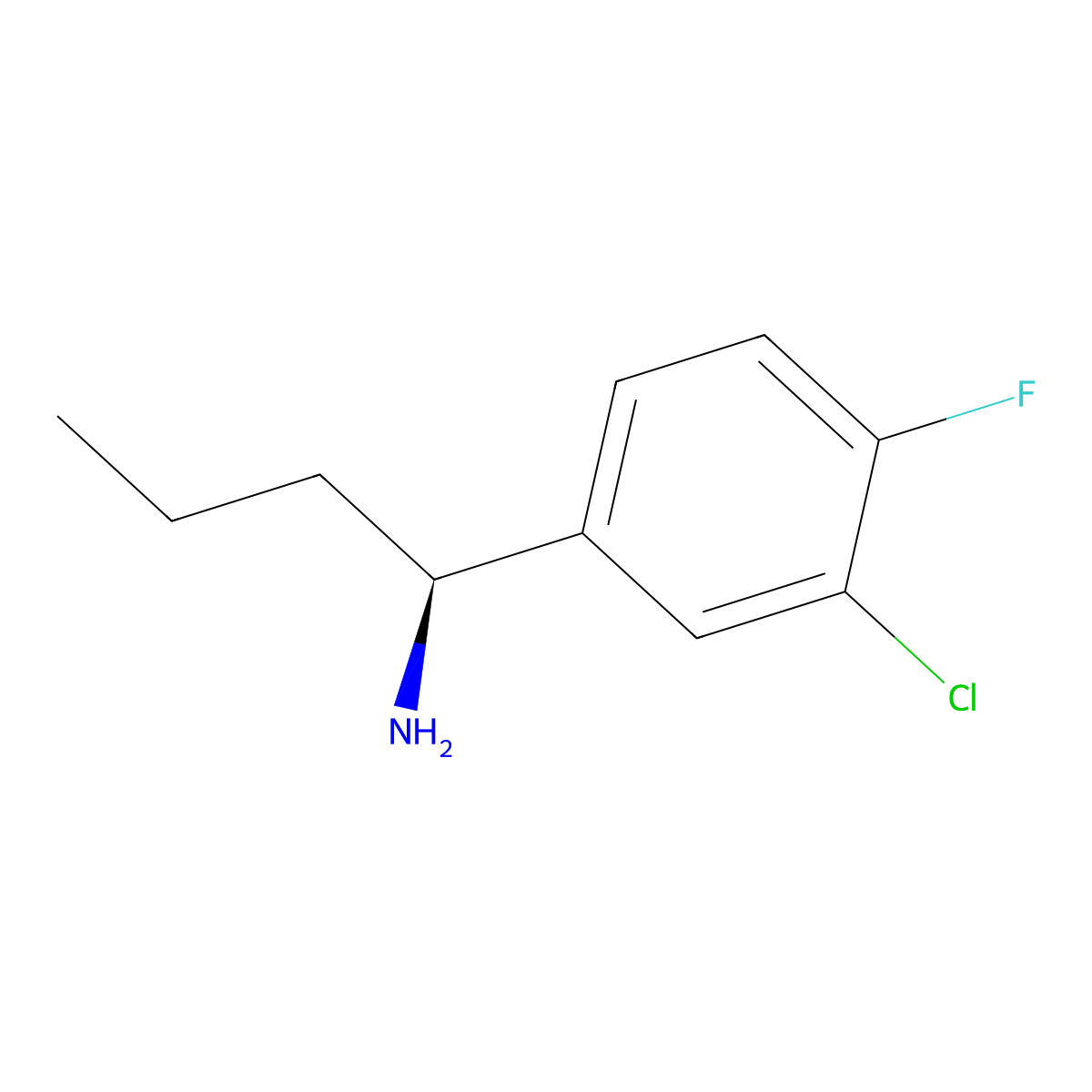 (S)-1-(3-Chloro-4-fluorophenyl)butan-1-amine molecular structure, CAS 1213348-22-1