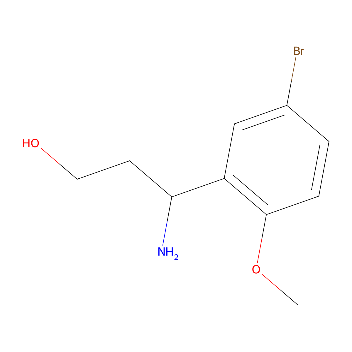 (3R)-3-amino-3-(5-bromo-2-methoxyphenyl)propan-1-ol molecular structure, CAS 1213348-40-3
