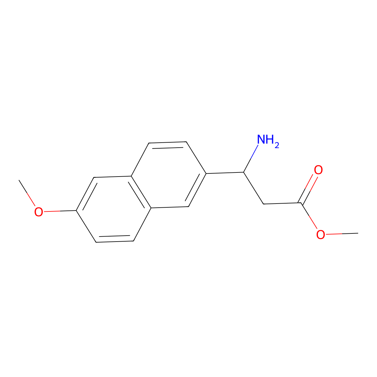 methyl (3S)-3-amino-3-(6-methoxynaphthalen-2-yl)propanoate molecular structure, CAS 1213348-90-3