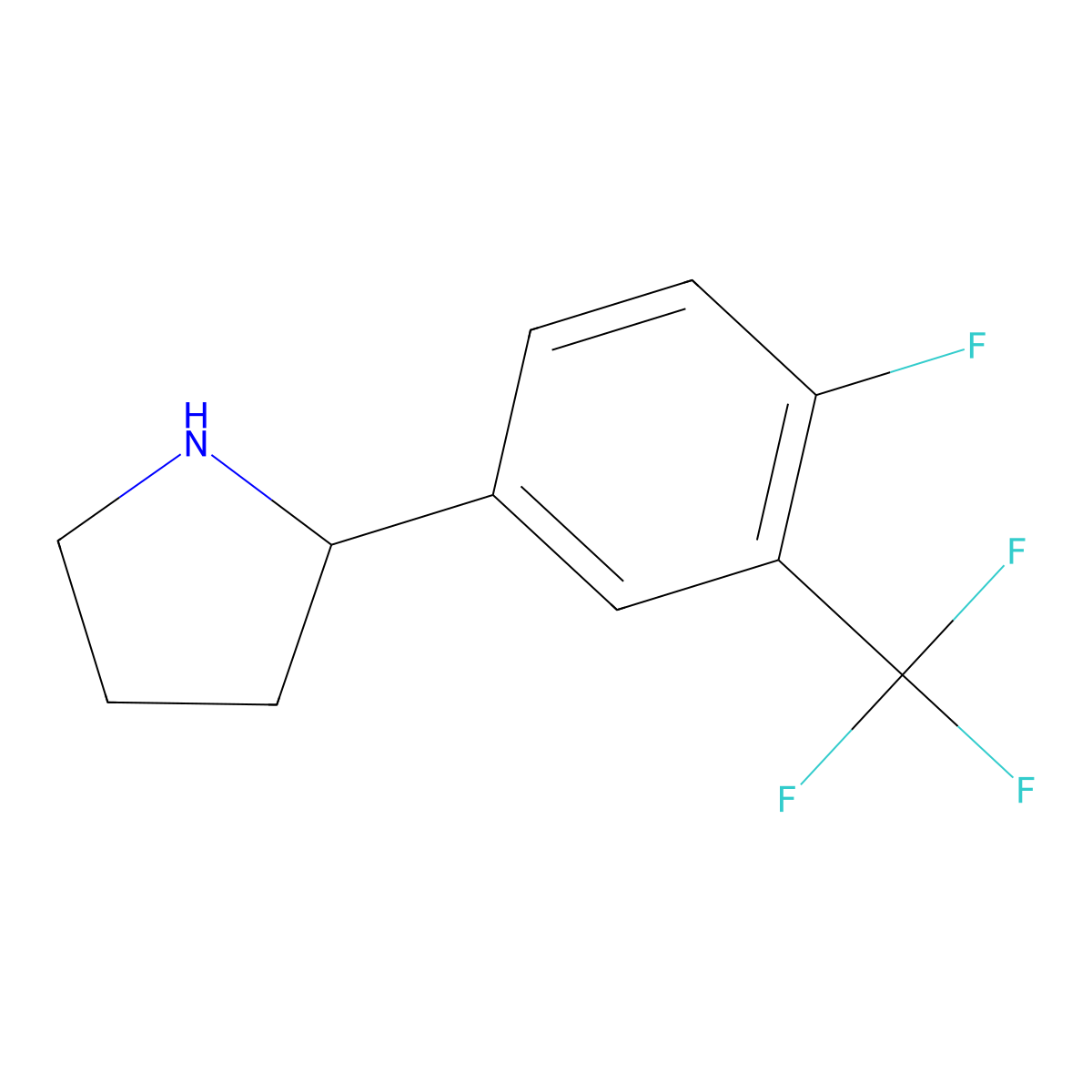 (R)-2-(4-Fluoro-3-(trifluoromethyl)phenyl)pyrrolidine molecular structure, CAS 1213351-16-6