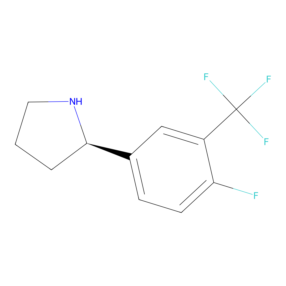 (R)-2-(4-Fluoro-3-(trifluoromethyl)phenyl)pyrrolidine molecular structure, CAS 1213351-16-6