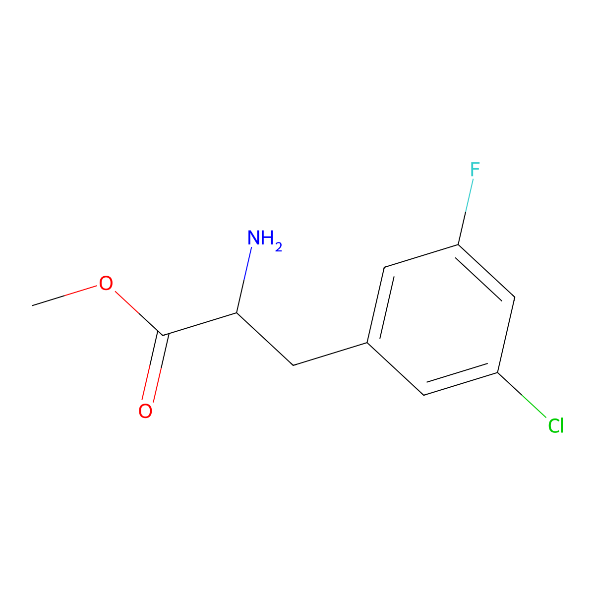 Methyl (R)-2-amino-3-(3-chloro-5-fluorophenyl)propanoate molecular structure, CAS 1213351-78-0