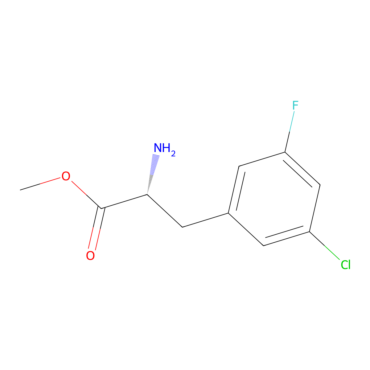 Methyl (R)-2-amino-3-(3-chloro-5-fluorophenyl)propanoate molecular structure, CAS 1213351-78-0