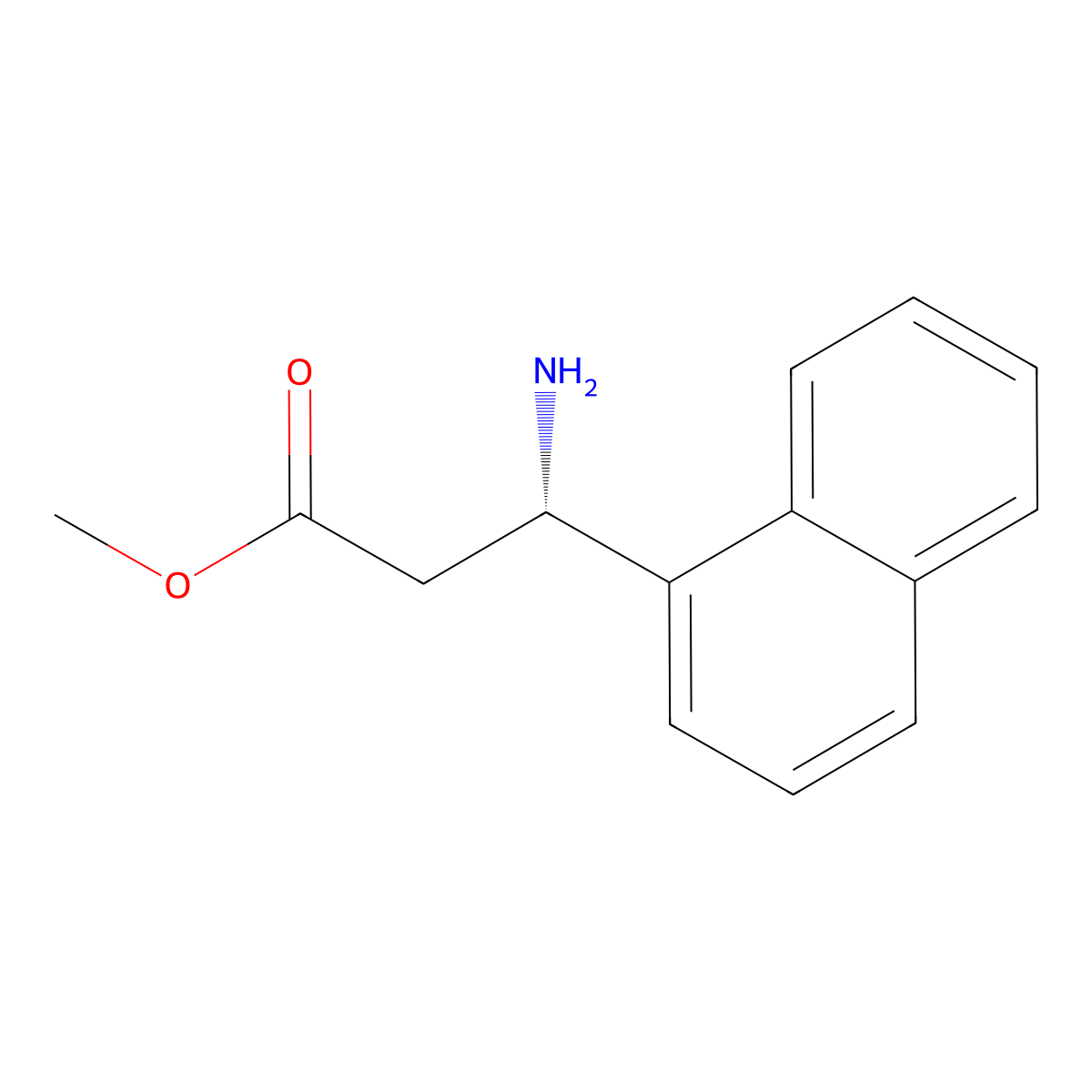 Methyl (3S)-3-amino-3-(naphthalen-1-yl)propanoate molecular structure, CAS 1213352-20-5