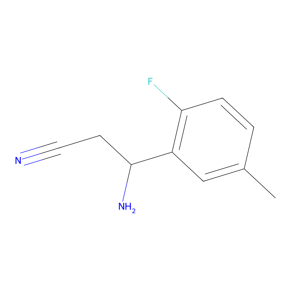 (3R)-3-amino-3-(2-fluoro-5-methylphenyl)propanenitrile molecular structure, CAS 1213353-91-3