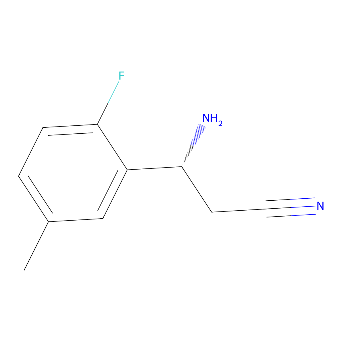 (3R)-3-amino-3-(2-fluoro-5-methylphenyl)propanenitrile molecular structure, CAS 1213353-91-3