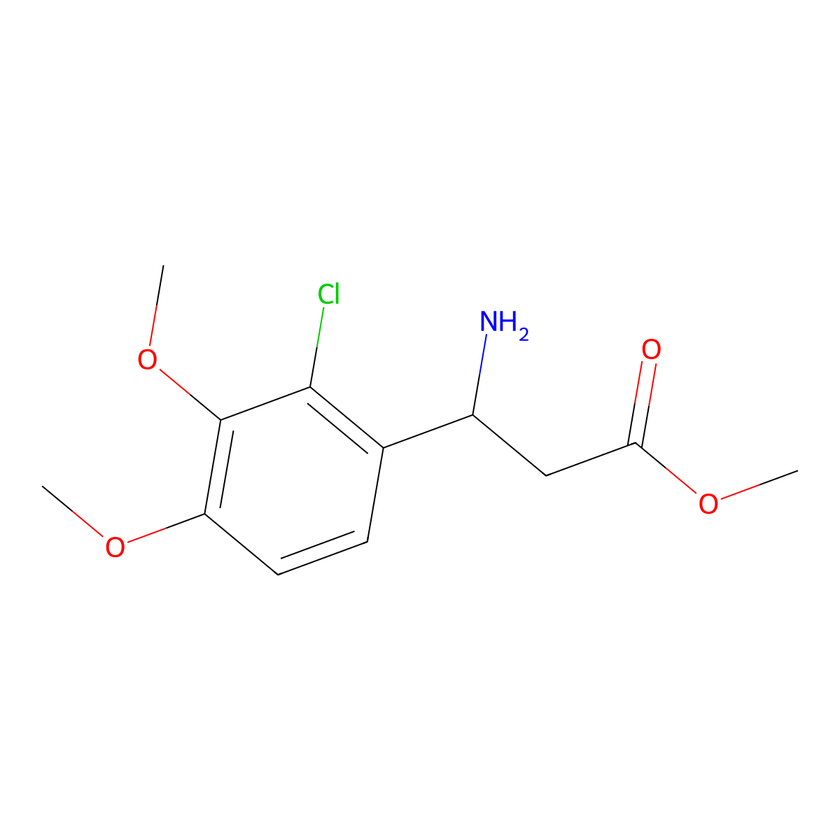 methyl (3S)-3-amino-3-(2-chloro-3,4-dimethoxyphenyl)propanoate molecular structure, CAS 1213355-52-2