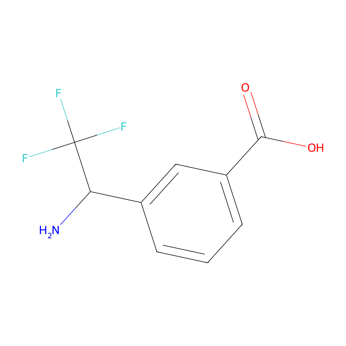 (R)-3-(1-amino-2,2,2-trifluoroethyl)benzoic acid molecular structure, CAS 1213358-29-2