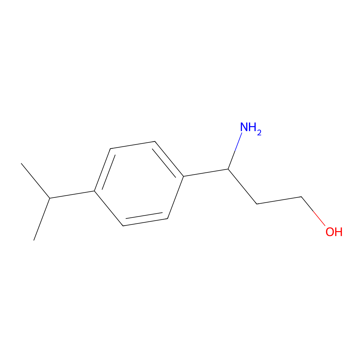 (3R)-3-amino-3-[4-(propan-2-yl)phenyl]propan-1-ol molecular structure, CAS 1213359-92-2