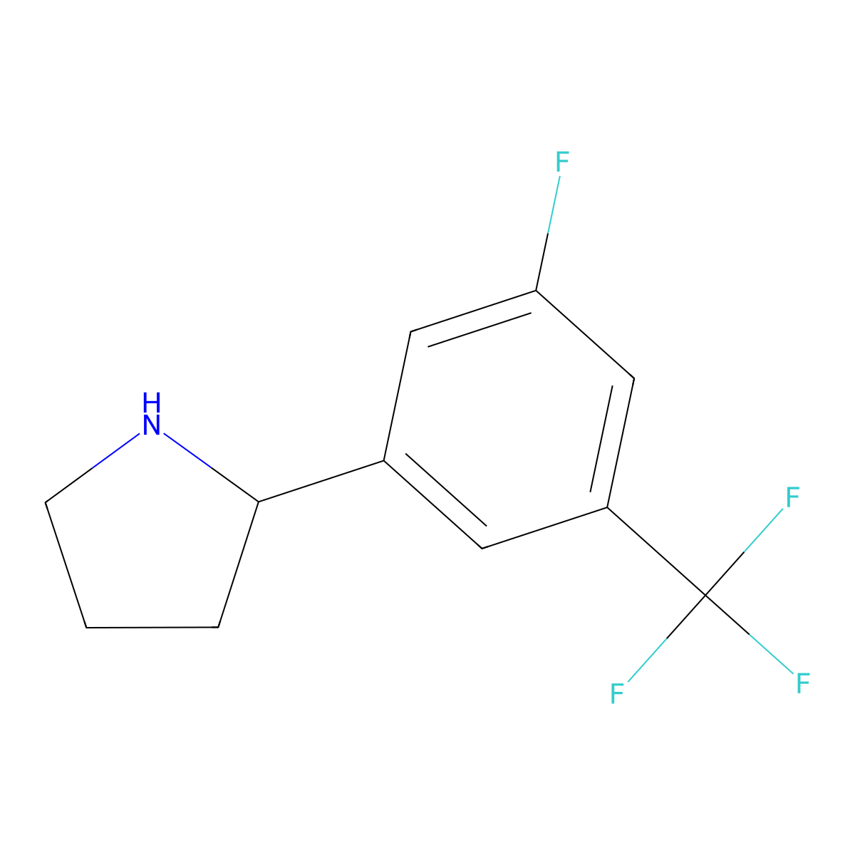 (S)-2-(3-Fluoro-5-(trifluoromethyl)phenyl)pyrrolidine molecular structure, CAS 1213363-83-7