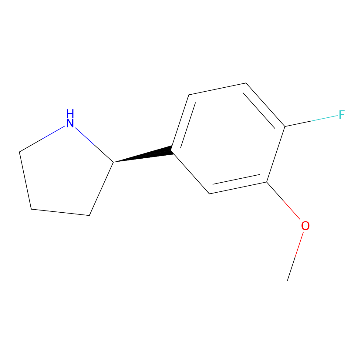 (R)-2-(4-Fluoro-3-methoxyphenyl)pyrrolidine molecular structure, CAS 1213365-22-0