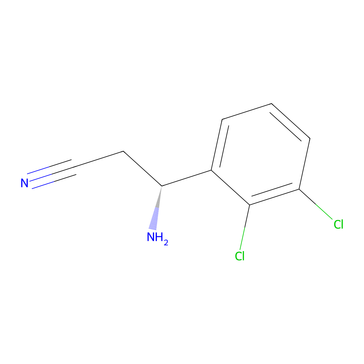 (3R)-3-Amino-3-(2,3-dichlorophenyl)propanenitrile molecular structure, CAS 1213370-17-2