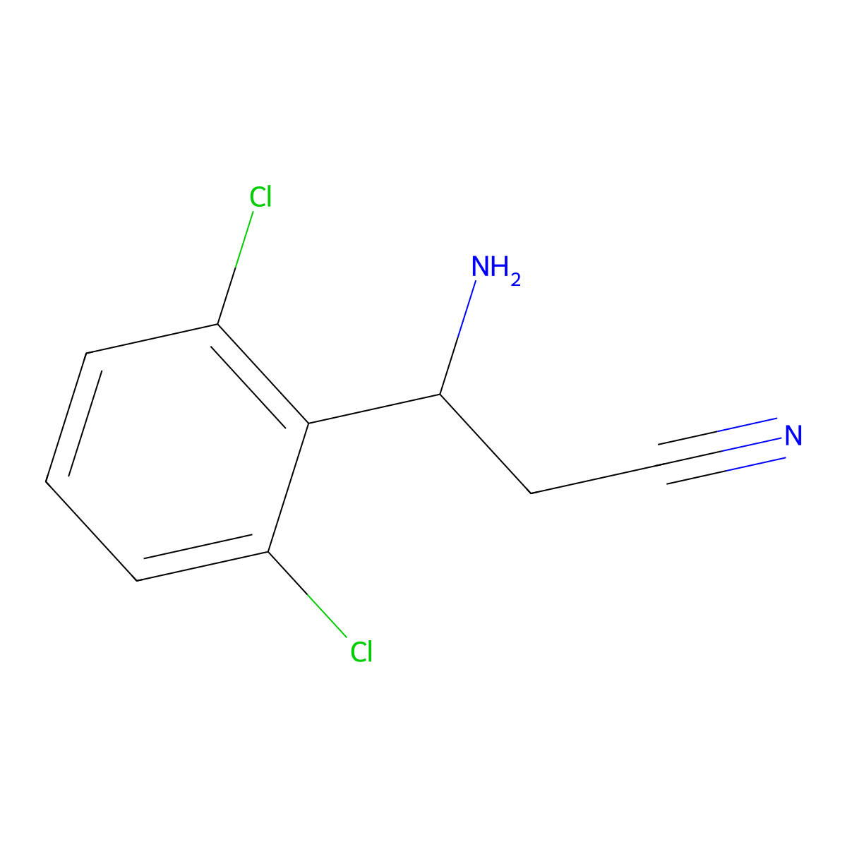 (3S)-3-Amino-3-(2,6-dichlorophenyl)propanenitrile molecular structure, CAS 1213372-56-5