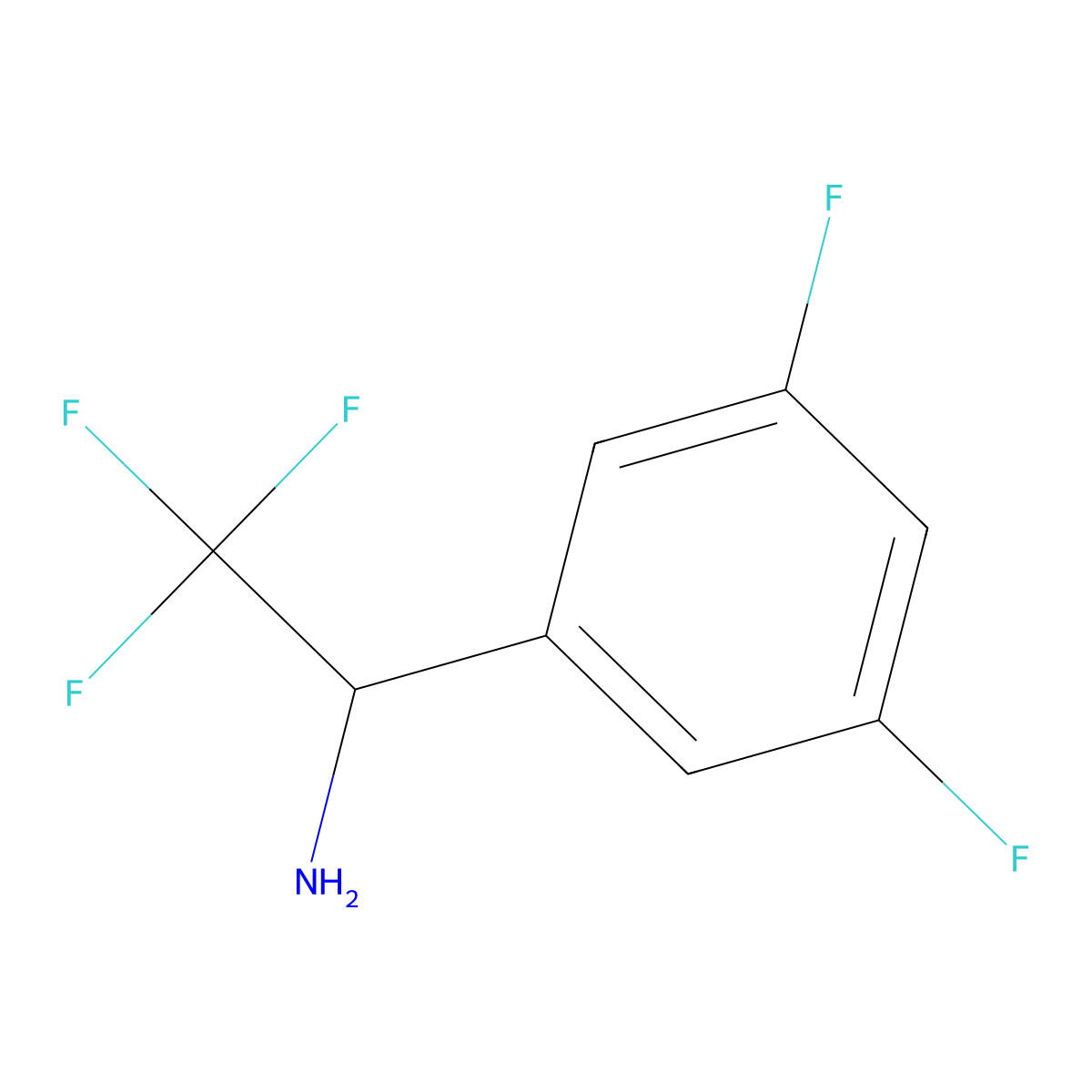 (1R)-1-(3,5-Difluorophenyl)-2,2,2-trifluoroethylamine molecular structure, CAS 1213373-00-2