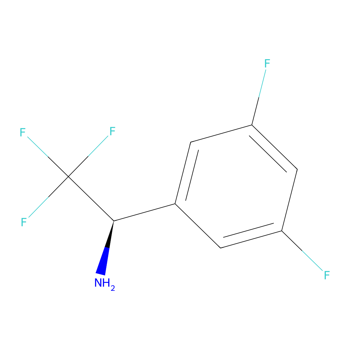 (1R)-1-(3,5-Difluorophenyl)-2,2,2-trifluoroethylamine molecular structure, CAS 1213373-00-2