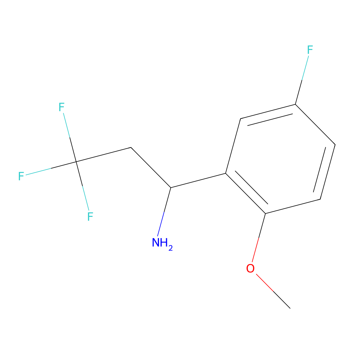 (1R)-3,3,3-Trifluoro-1-(5-fluoro-2-methoxyphenyl)propan-1-amine molecular structure, CAS 1213373-01-3