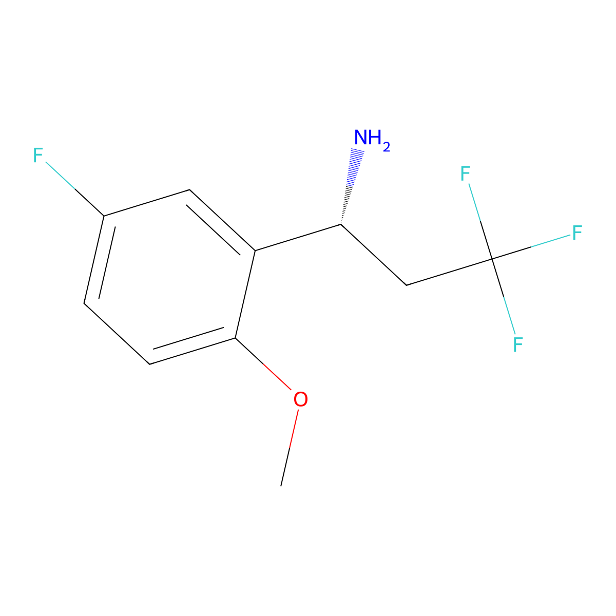 (1R)-3,3,3-Trifluoro-1-(5-fluoro-2-methoxyphenyl)propan-1-amine molecular structure, CAS 1213373-01-3