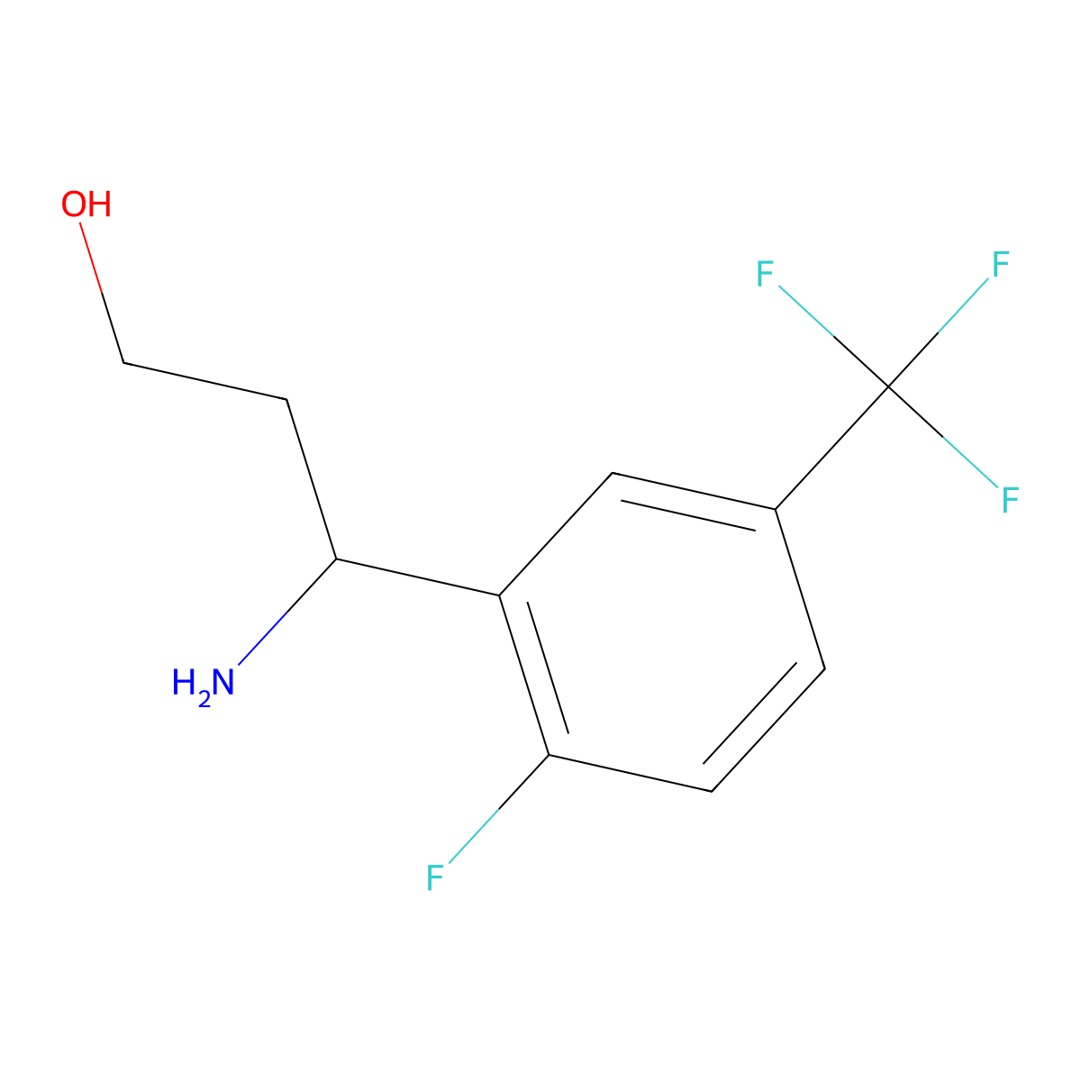 (3R)-3-amino-3-[2-fluoro-5-(trifluoromethyl)phenyl]propan-1-ol molecular structure, CAS 1213374-74-3